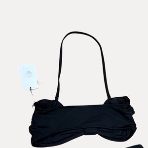 NWT Beth Richards Scrunchie Bandeau Black Bikini Top Size Large